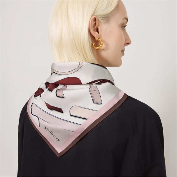 Mulberry Square Scarf Bayswater Workshop Blossom Pink Silk Twill